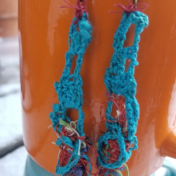 Fiber Art Crochet Tassel earrings - Picture 3 of 3